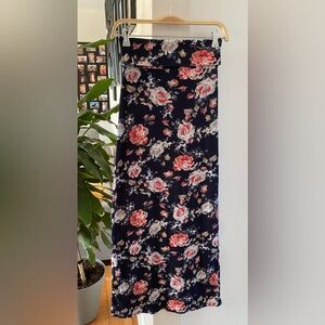 Jupe longue ultra confortable fleuris et marine Ardene Floral Maxi Skirt Navy